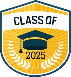 Graduation badge with a cap and laurel wreath design