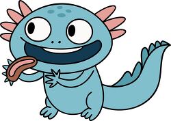 inky the zany axolotl eating a worm