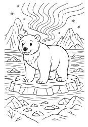 Polar Bear in its natural habitant coloring page